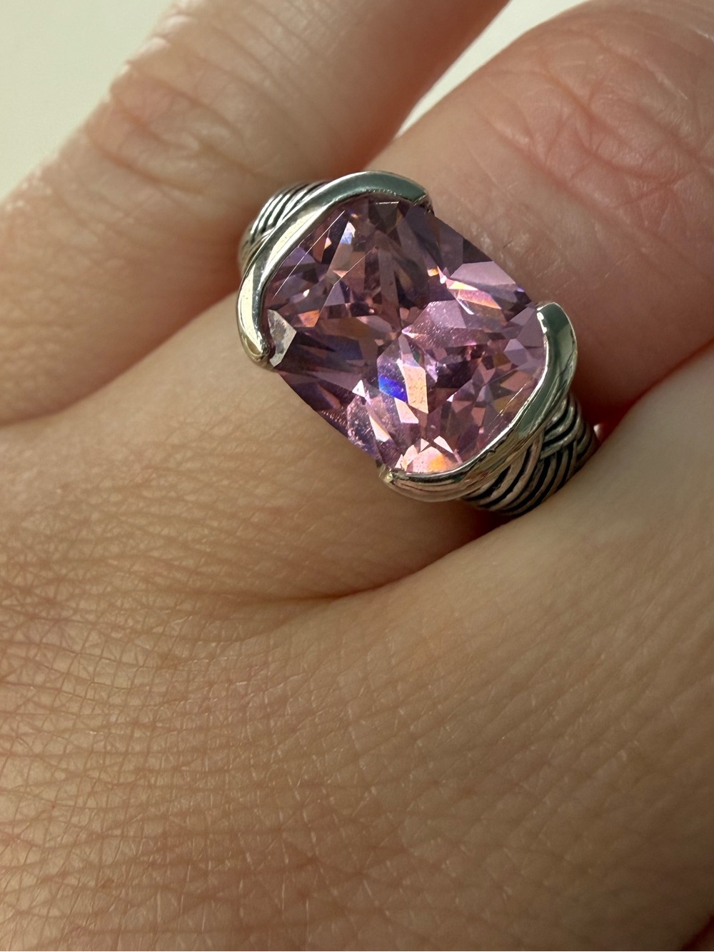 925 Pink Cushion-Cut Ring - Picture 12 of 12